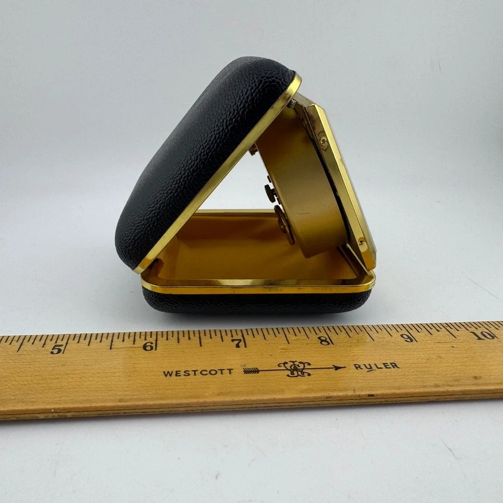 Vintage Northfield Black Travel Alarm Clock German Mechanical Wind Up Folding